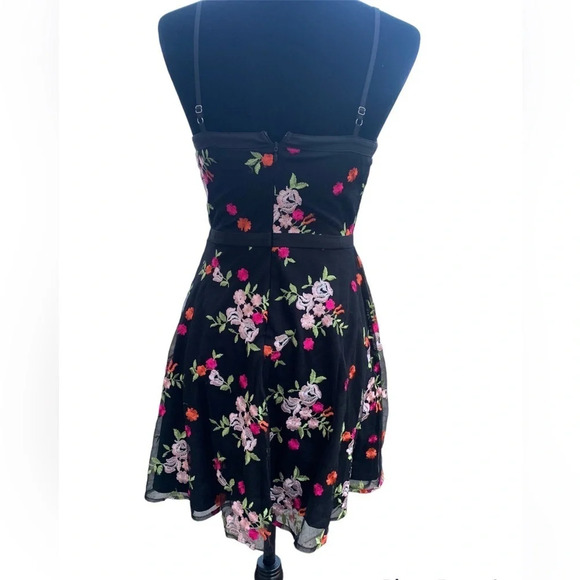 Lulu’s Favorite Fleur Black Embroidered Liberty Floral A-Line Skater Dress - Picture 5 of 12